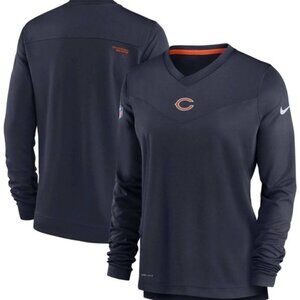 NIKE Women's Chicago Bears Dri-Fit NFL Pull Over Long Sleeve Navy Shirt (Medium)